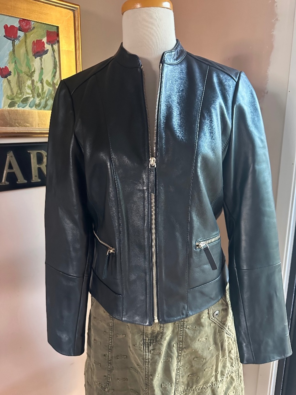 NWT Caroll Black Leather Jacket From France